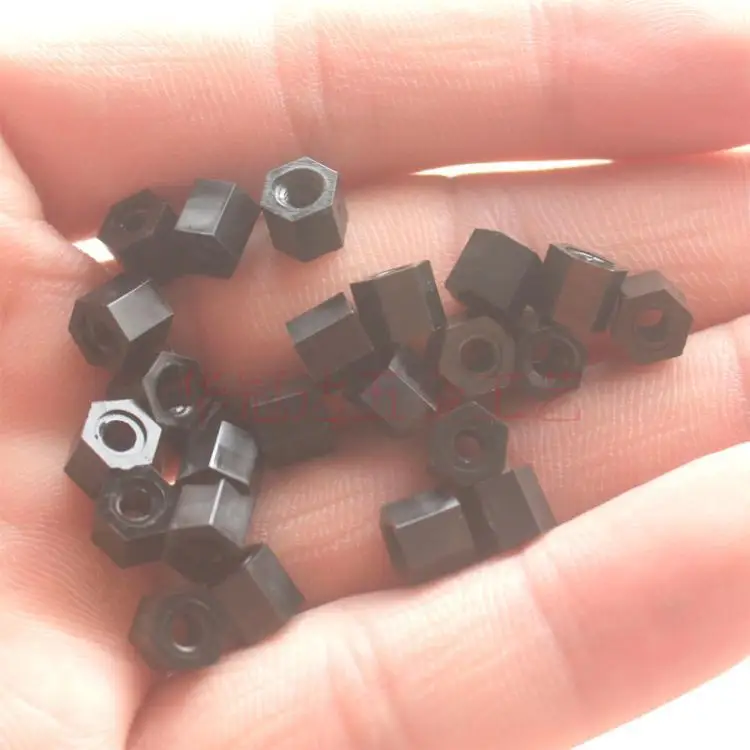 

100pcs/lot M3*5-M3*50 plastic nylon black hexagon column hex insulation threaded spacers double-pass plastic insulation screw53