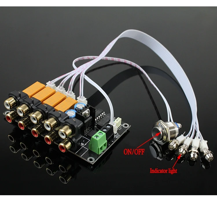 AC/DC 4 input 1 output Audio Input Signal Selector Relay Board Stereo Signal Switching Amplifier Board RCA For Speakers