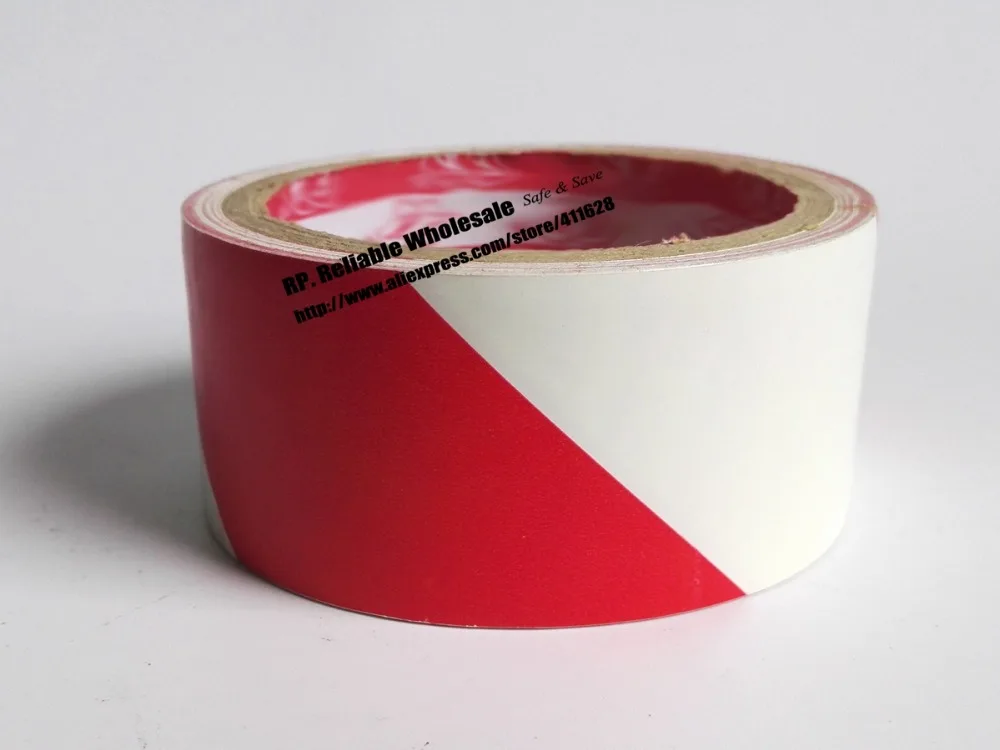 1x 45mm*18 meters  Adhesive Floor Warning Tape /Work Area Caution Tape / Ground Attention Tape Abrasion-Proof Red/White