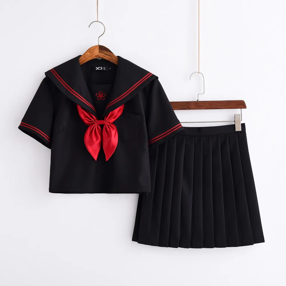 Japanese and Korean Black Red Cute JK Uniform Jasmine Girls Sailor Suit Japanese School Uniform College Style Cosplay Costumes