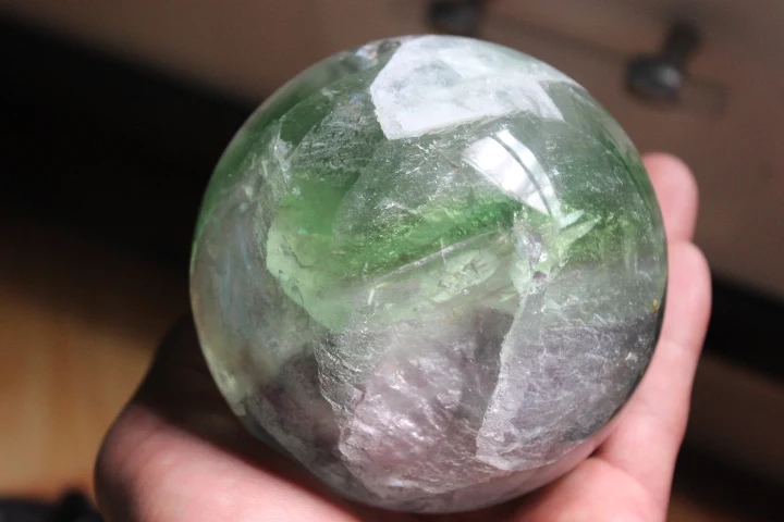 

King of rare natural quartz crystal green fluorite best ball to heal `A3