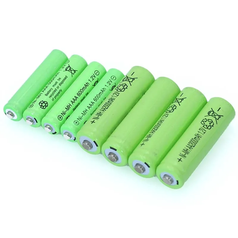 4 sztuk 1.2v NI-MH AAA baterie 600mAh akumulator nimh + 4 sztuk 1.2V Ni-Mh AA 2000mAh NI-MH baterii do zdalnego sterowania