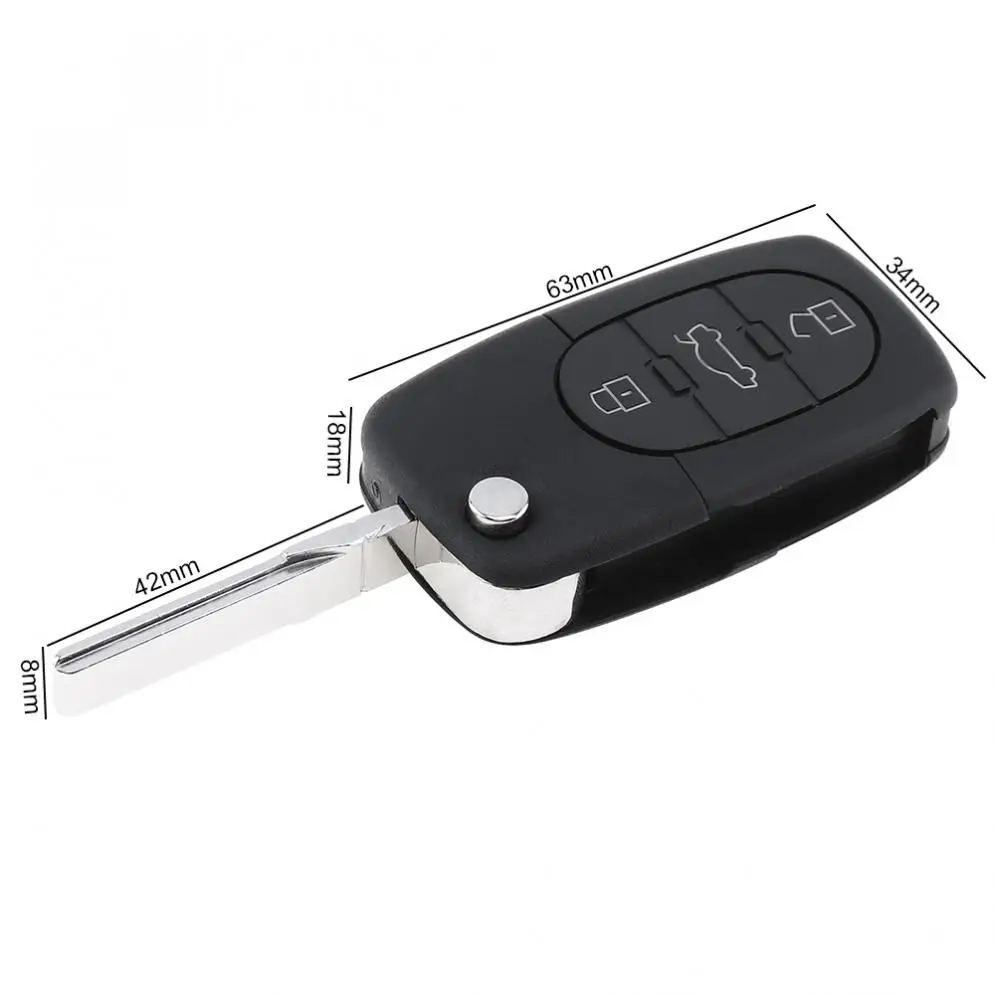 1Piece 433MHz 3 Buttons Keyless Uncut Flip Car Remote Key Fob ID48 Chip 4D0837231A for Audi A3 A4 A6 A8 Old Models