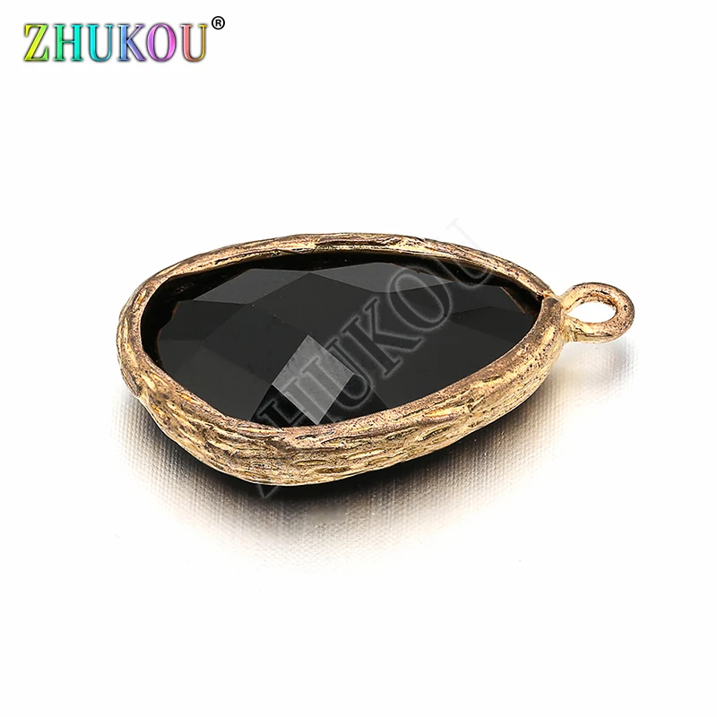 13x23mm Brass Cubic Zirconia Charms Pendant, Mixed Color, Hole: 1.5mm, Model: VD259