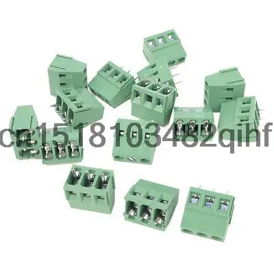 

15Pcs 300V 10A 3 Pins 5mm Pitch PCB Screw Terminal Block Converter Male Green