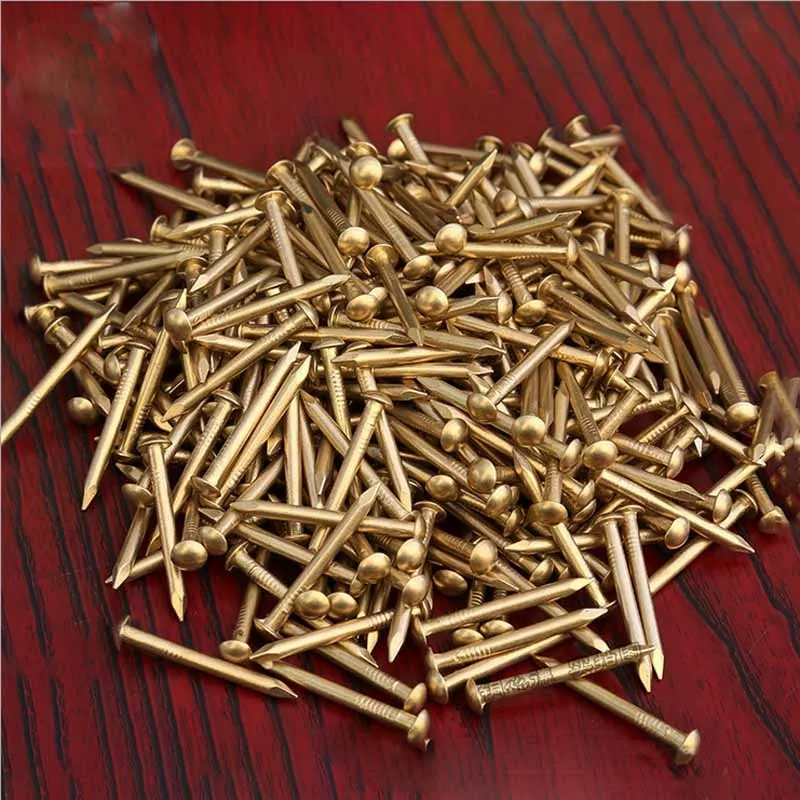 100PCS 39mm 25mm 20mm 15mm 10mm 8mm Fastener Round small brass nail drum Furniture hinge jewelry gift case box copper nails