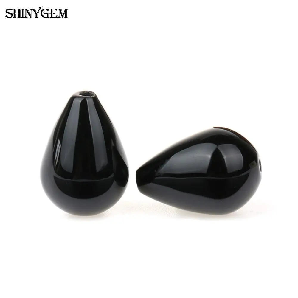 

ShinyGem 20pcs 13*18mm Smooth Water Drop Shape Stone For DIY Handmad Jewelry Making Natural Brazil Black Agates Loose Beads