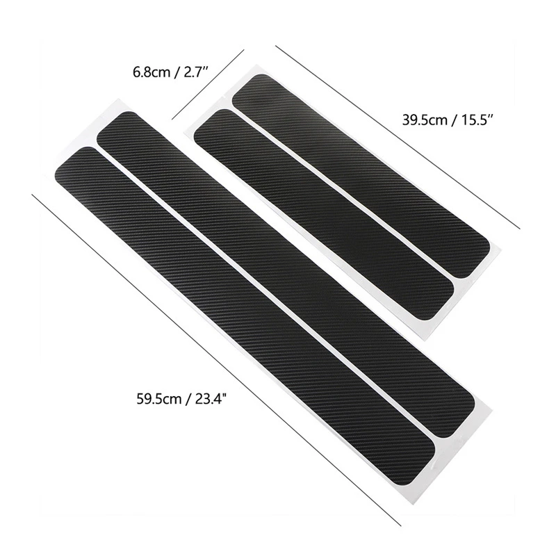 4pcs Car Door Sill Protective Film Anti-Scratch Anti-Kick Protective Film Stickers Universal 3D Carbon Fiber Car Sill Stickers