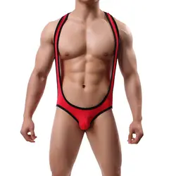 Men\\\'s Ice Silk One Piece Singlet Struggles Man Bodysuit Leotard Soft Underwear Shapers