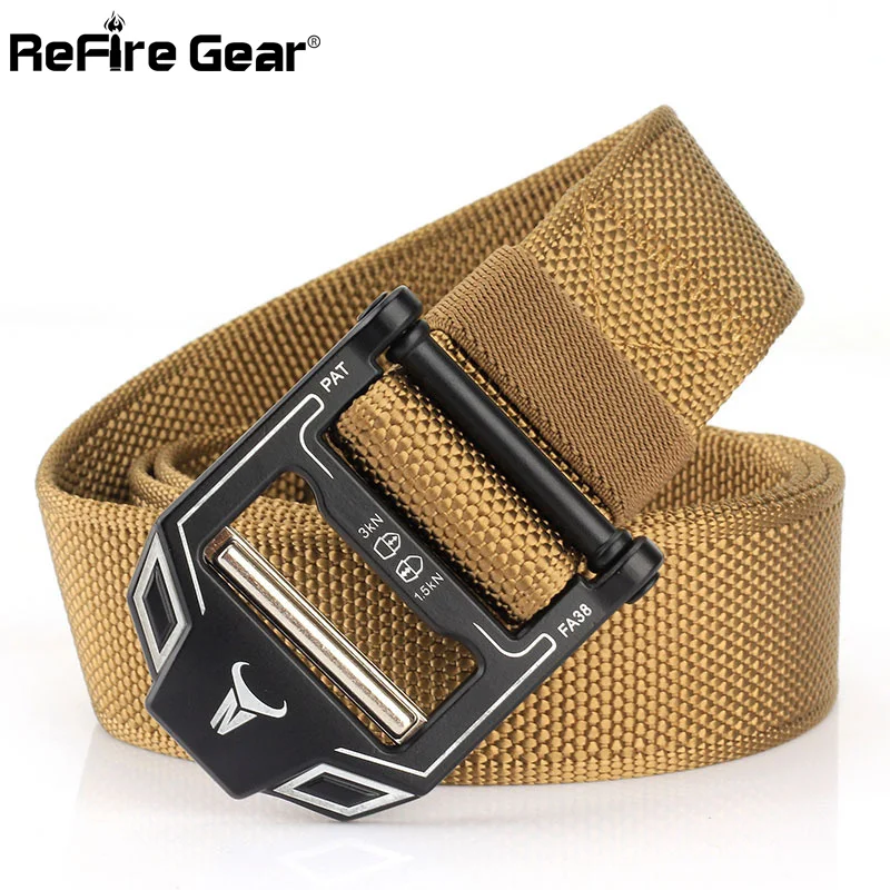 ReFire Gear Army SWAT Combat Tactical Belt Men Metal Buckle Military Equipment Combat Belt Quick Release Sturdy Nylon Waist Belt