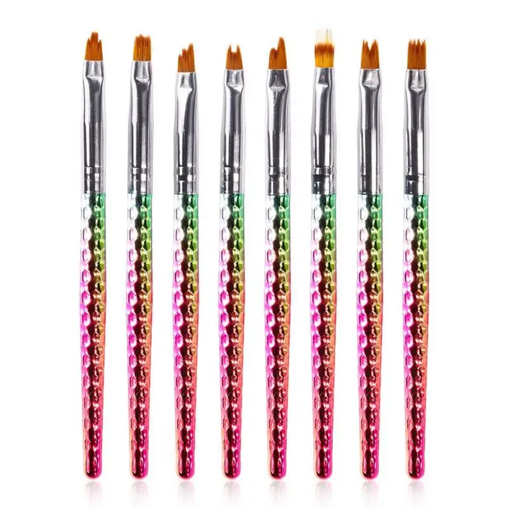 Wholesale Professional 50sets 8 style Mermaid Honeycomb Handle Nail Art Color change Gradient French Flower Drawing Painting Pen