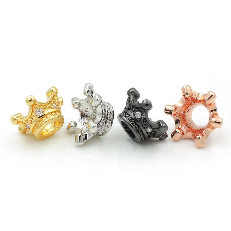 

14*14*8mm Micro Pave Clear CZ Crown Spacer Beads Fit For Making DIY Bracelets Or Necklaces Jewelry