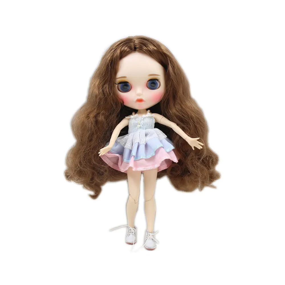 ICY DBS Blyth doll brown hair With eyebrow customized face nude Joint body BL9158