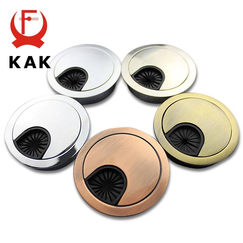 KAK Zinc Alloy Desk Wire Hole Cover Base Computer Grommet Table Cable Outlet Port Surface Line Box Organizer Furniture Hardware
