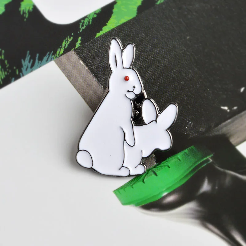 Creative Cartoon Black White Rabbit Enamel Pins Cute Couple Animal Alloy Brooch Badges Trendy Fun Lapel Jewelry Gift For Friends
