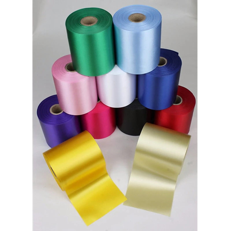 2 Yards of 100 mm Wide Single Face Polyester Ribbon - 8 Colors Available  7YJ95