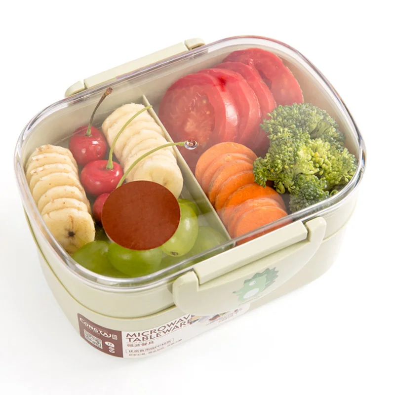 TUUTH Lunch Box Plastic Microwave Portable Double Layer Food Container Fruit Storage For Picnic School Office Workers