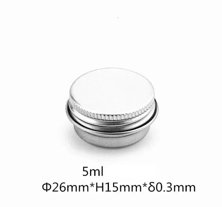 5ml Aluminium Balm Tin Screw Thread Aluminium Jar Cosmetic Containers Round Aluminium Jar Lip Balm Size:26*15mm SN2420