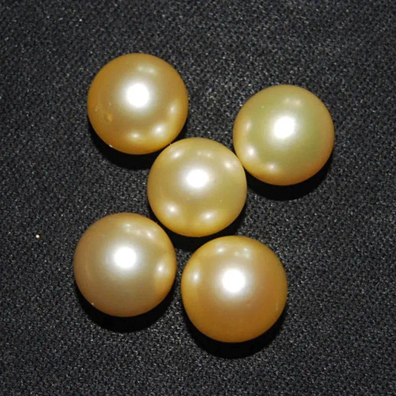 11-12mm AAA Round Half Hole Natural Real Natural Gold Sea Water South Sea Pearl