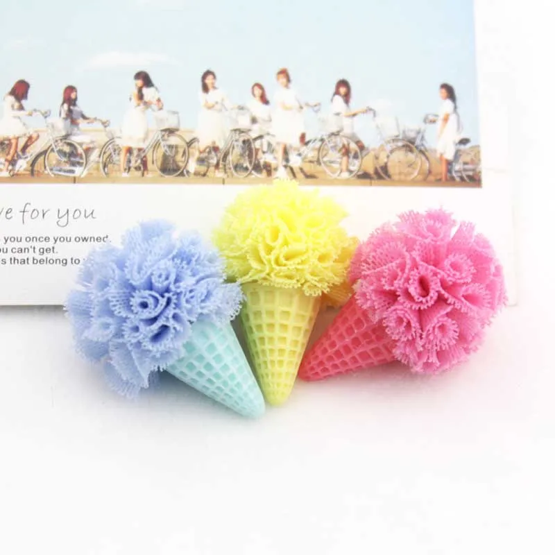 20pcs/lot Mix color 3.2*2.5cm Flower Ball ice cream For Children Hair Accessories and DIY handmde Artificial Flowers