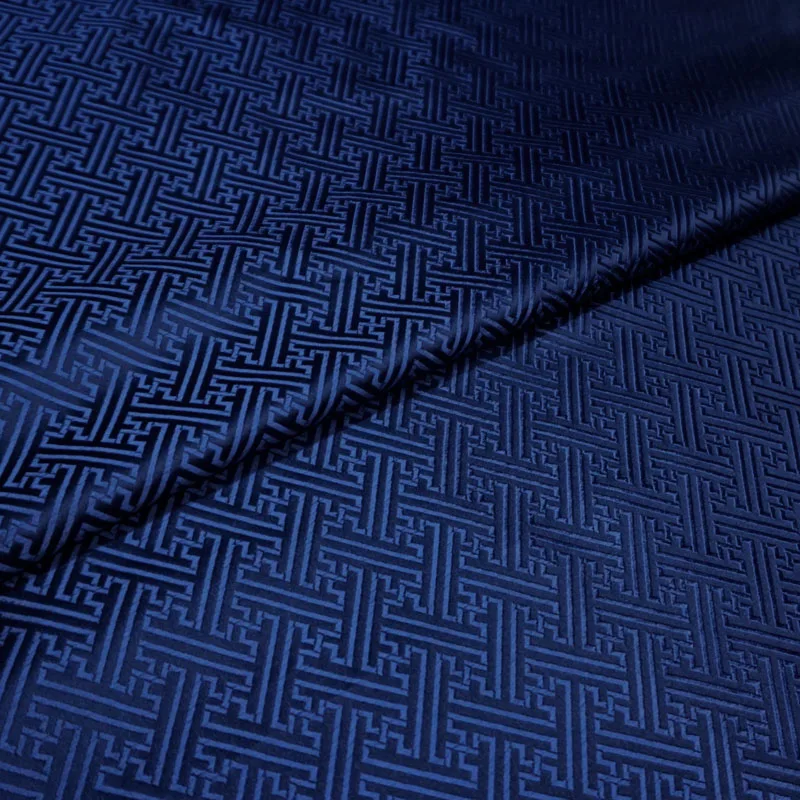 Deep Blue yard dyed jacquard satin fabric for fashion wedding dress cushion cover curtain table cloth patchwork sewing accessory