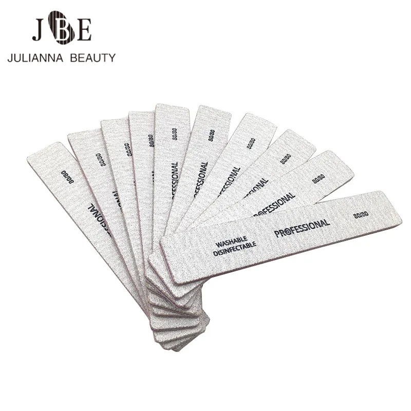 

10pcs Professional Nail Files Sanding Buffer Block 80/80 UV Gel Nail Polish Manicure Pedicure Tools Gray Straight Files