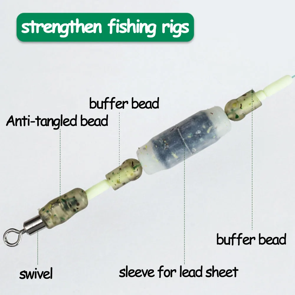 JIGEECARP 30pcs Target Buffer Bead Shock Beads Swivel Knot Protector Fishing Gear Camouflage Buffer Bead for Carp Fishing