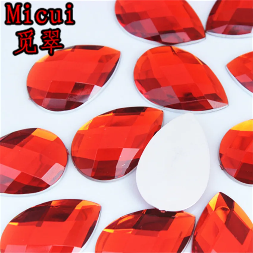 Micui 50pcs 20*30mm Crystal Drop Rhinestone Flatback Acrylic Fancy Crystals Strass Stones For Clothing Crafts Decorations ZZ674