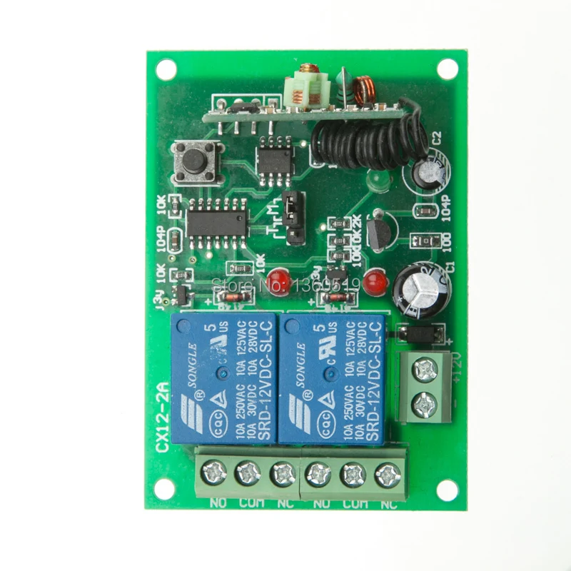 DC12V 2CH RF Wireless Mini Switch Relay Receiver Remote Controllers & 2* White AB keys Waterproof Transmitter Toggle Momentary