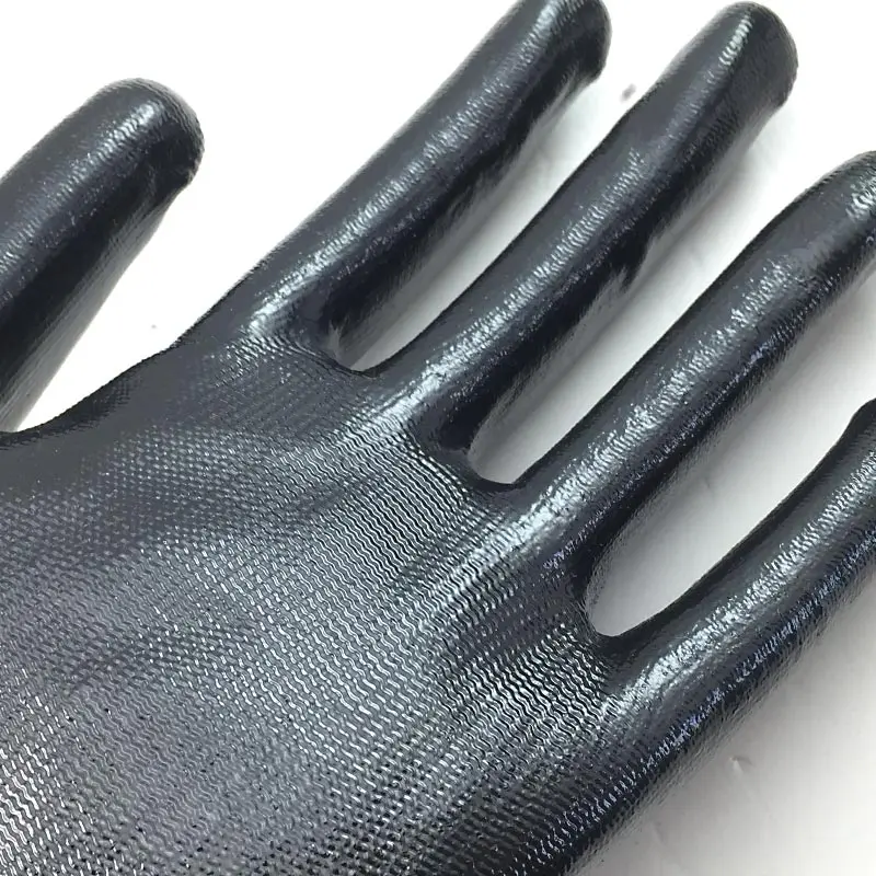 NMSafety 13 Gauge Grey Nylon Black Nitrile Dipping Work Safety Auto Repairs Gloves