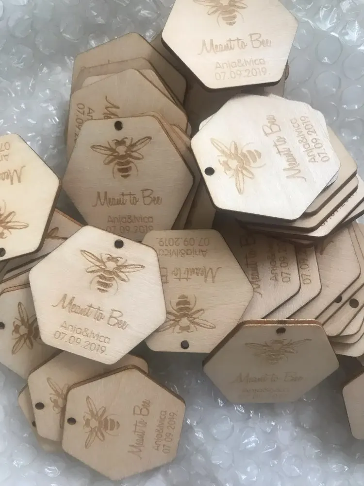 personalized text honey comb Rustic Wedding Wood gift Favor tags Labels invitations party bridal shower decorations inserts