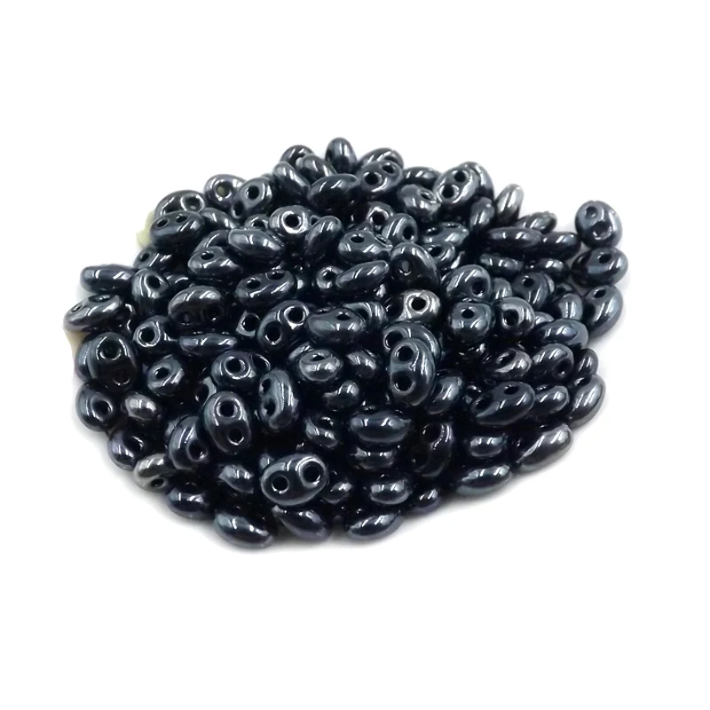 Hot new 5x2.5mm Luster Czech Glass Seed Beads Two Hole Bead  240pcs Black bile