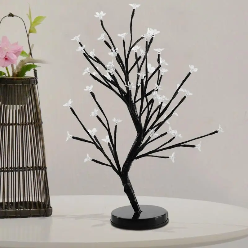 mycyk Hot led cherry tree lampsimulation plum blossom lamp decoration small night lamp interior decoration 24/36/48cm led light