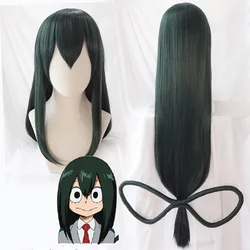 New 100cm/39.37inch My Hero Hero Academia Tsuyu Asui Cosplay Wigs Long Dark green Synthetic Hair Perucas Cosplay Wig+Hairnet