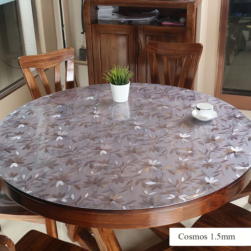 Thickened round PVC table cover protection pad desk mat soft glass meal transparent top tablecloth plastic outdoor mat
