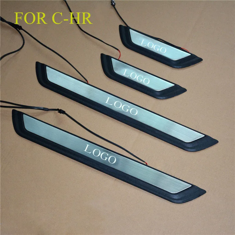 FIT For C-HR 2016 2017 2018 Door Sill Scuff LED Plate Welcome Pedal Stainless Steel Car Styling Accessories FOR CHR