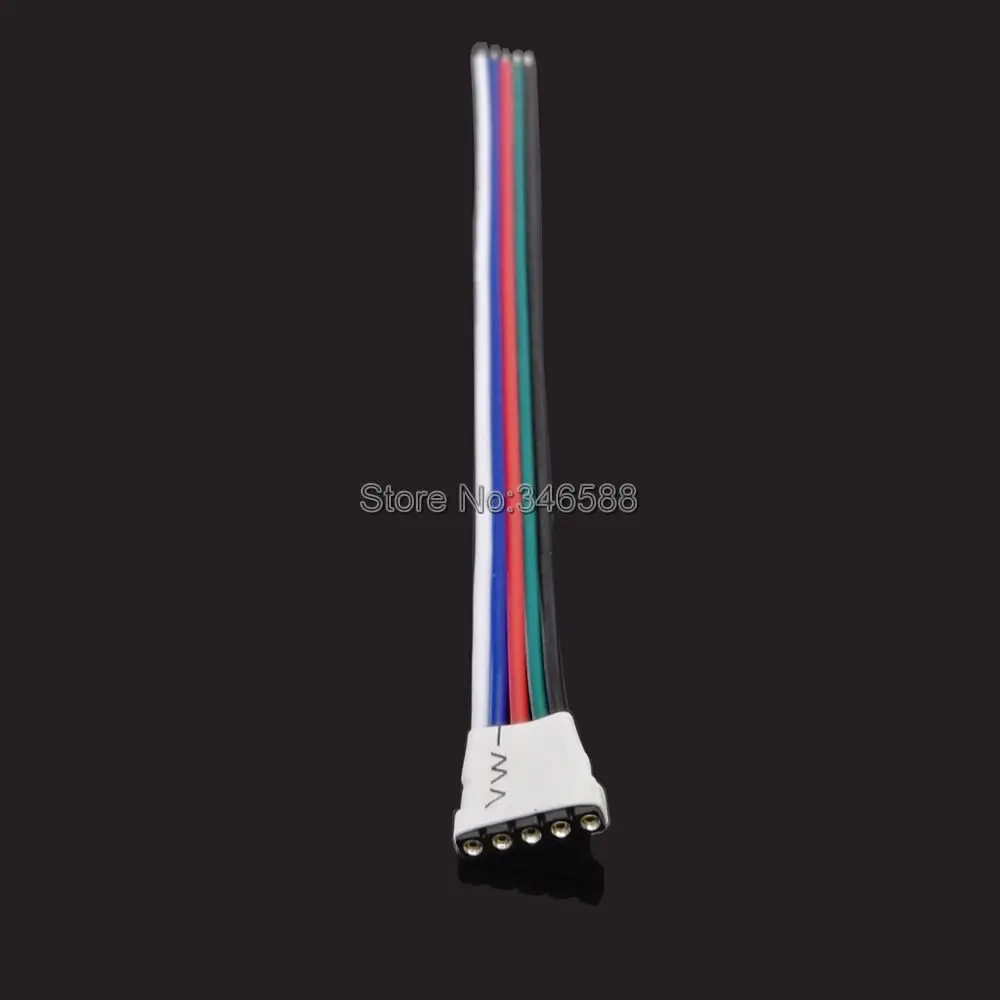 10pcs/lot 5Pins 5-Pin Female LED Connectors with 15cm Wire Cable for 5050 SMD RGBW or RGBWW LED Strip Light