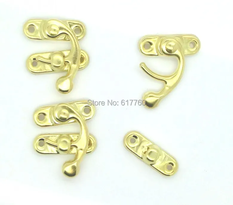 

Free Shipping-50 Sets Metal Hook Box Latches Clasp Box Lock Purse Lock Golden 4 Holes 2.6cm x 2.3cm 2.3cm x 0.8cm J1303