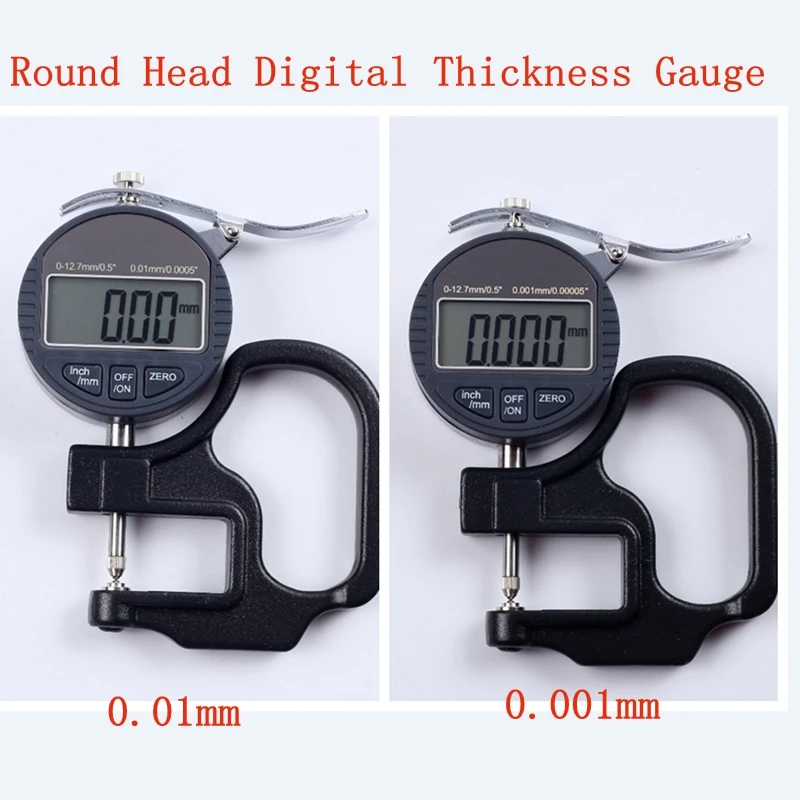 Medidor De Espesor Digital electrónica de cabeza redonda, 0.001mm, 0,01 micras, medidor de espesor, bola, diámetro de la lente 0-10mm, micrómetro