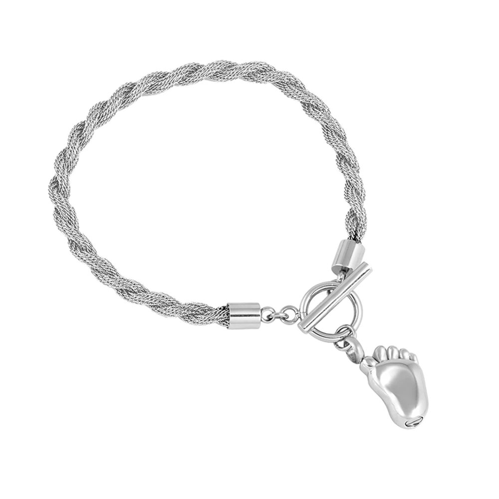 

CJB5081 Beautiful Bayby foot Urn Pendant Never Fade 316L Stainless Steel Cremation Bracelets 60mm Bracelets with charms