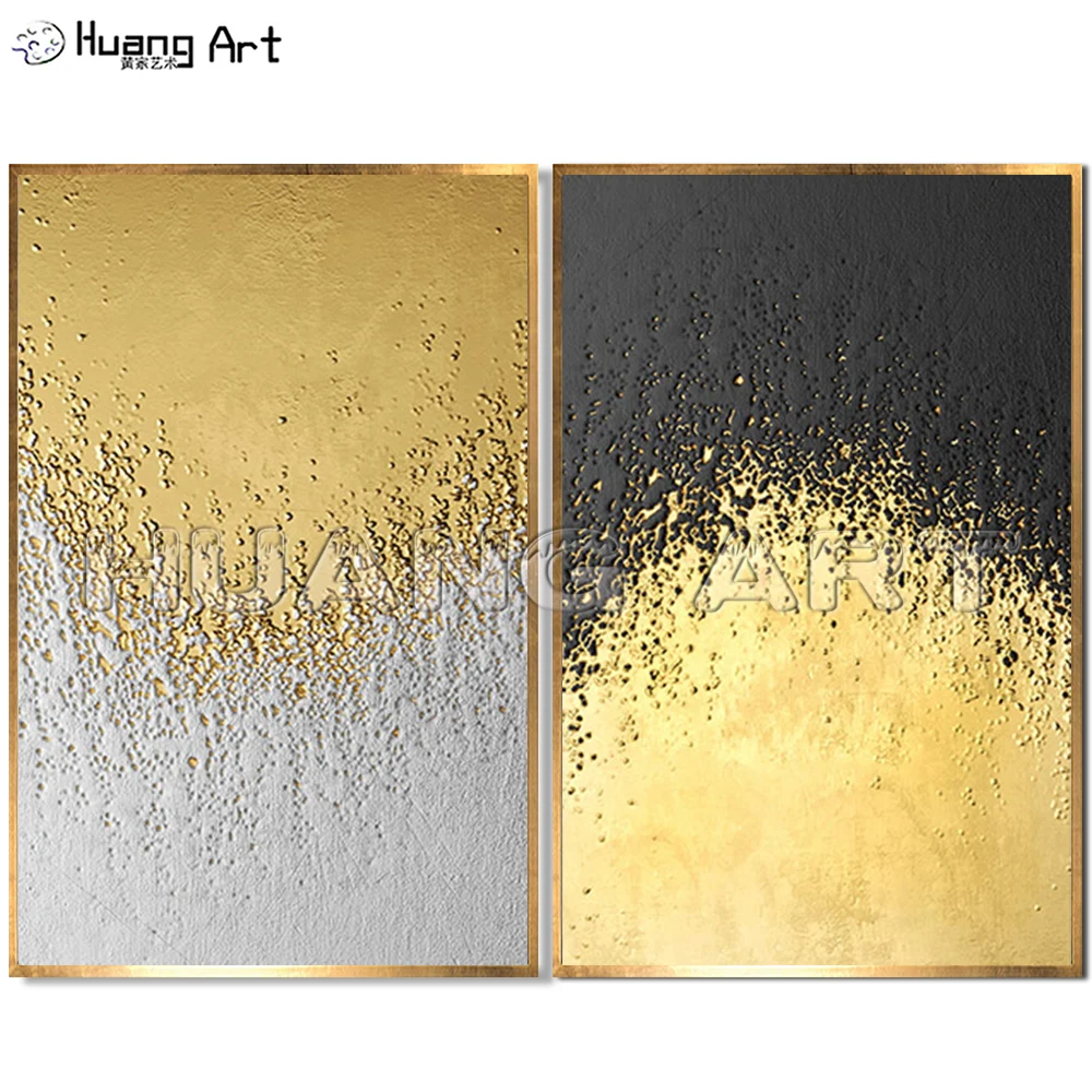 

Wholesale Handmade Gold or Silvery Color Oil Painting on Canvas for Decor Hand Painted 3D Gilding Landscape Texture Painting