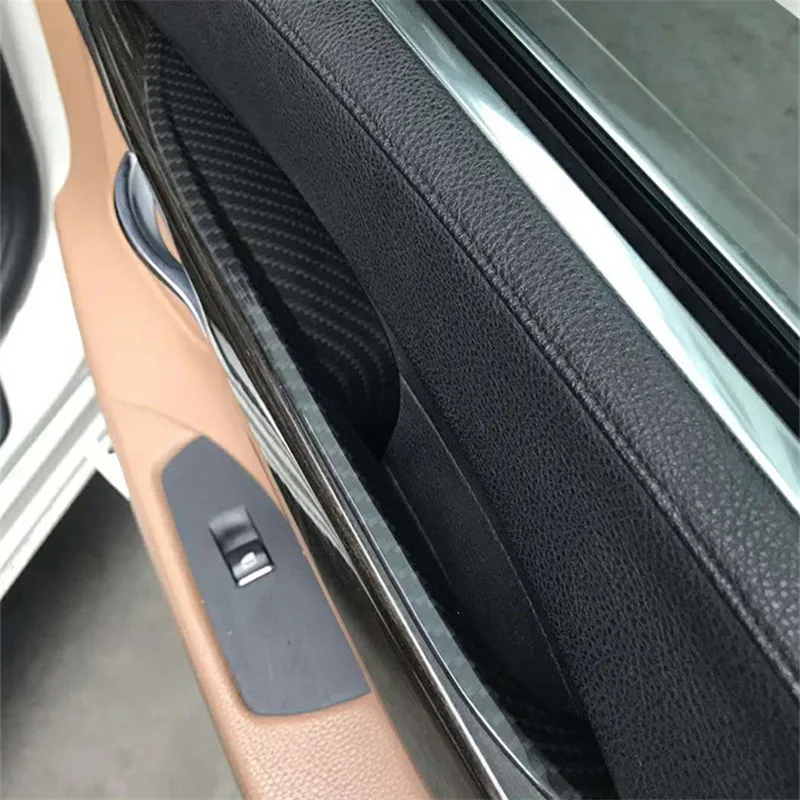 Car Inner Handle Interior Door Panel Pull Trim Cover For BMW f01 f02 7 Series 730 740 750 760 2009-2015 Black Carbon Look