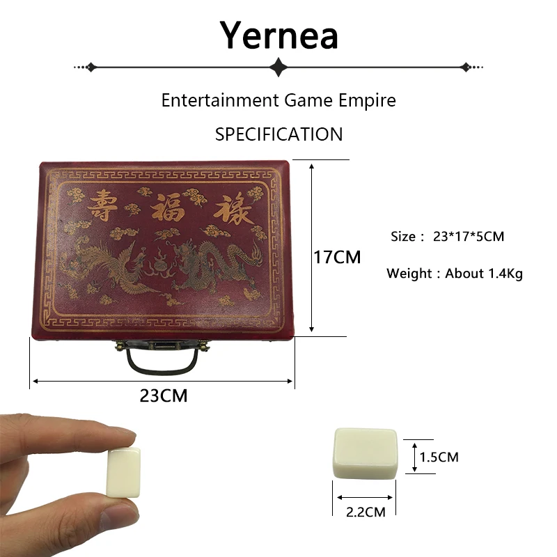 Yernea Mini Chinese Toy Antique Mahjong Games Entertainment With English Instruction Four Wind Board Game Wooden Box Majiang