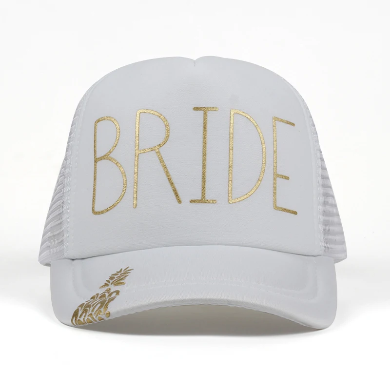 pineapple BRIDE SQUAD Baseball Caps Golden Print New Style Hats Women Wedding White Black Bachelor party Summer Lovers Hats