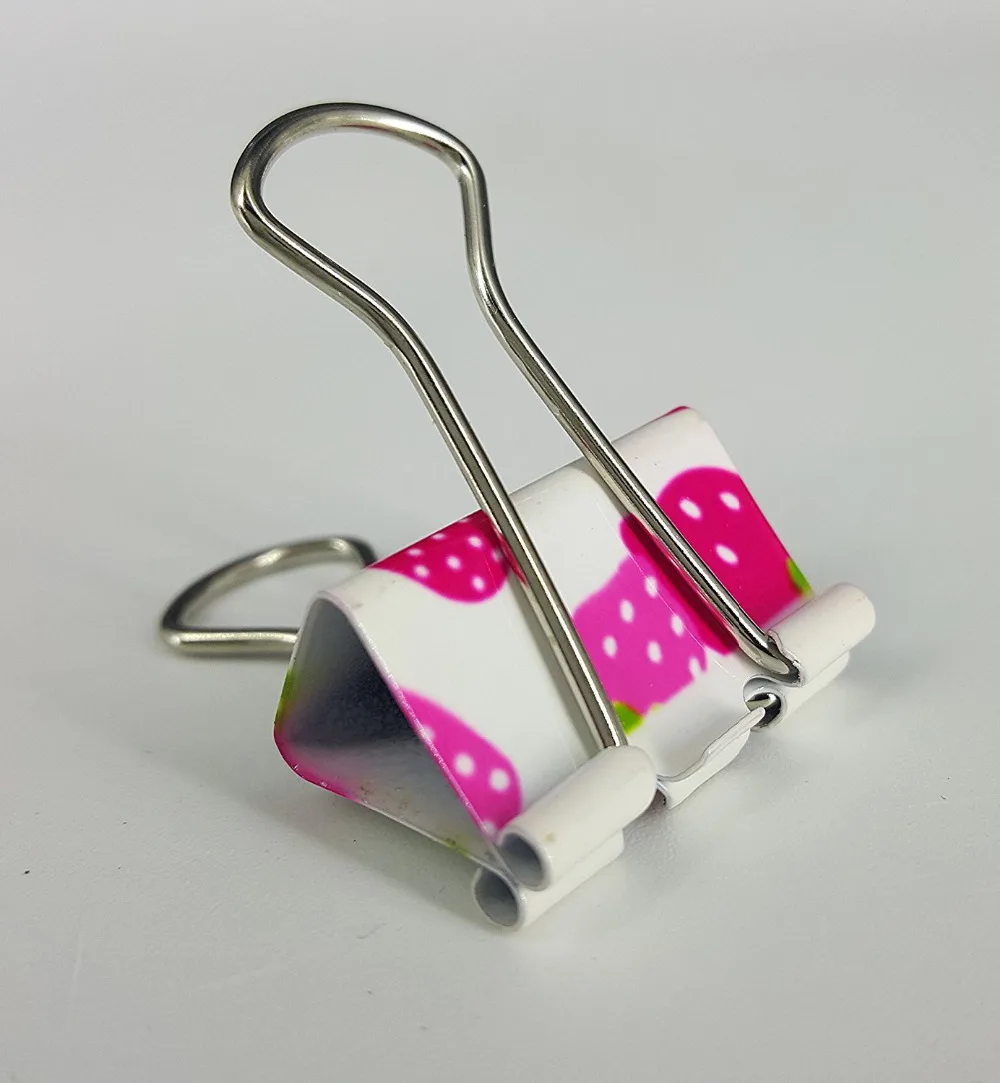 Cute Printing Pattern Metal Binder Clips/Paper Clips/Clamps,25mm(1 Inch),Pack of 24