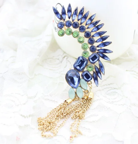 KMVEXO New Ear Type 2019 Luxury Punk Cool Crystal Gem Gold Color Earring Earcuff Vintage Earrings Clip On Earrings For Women
