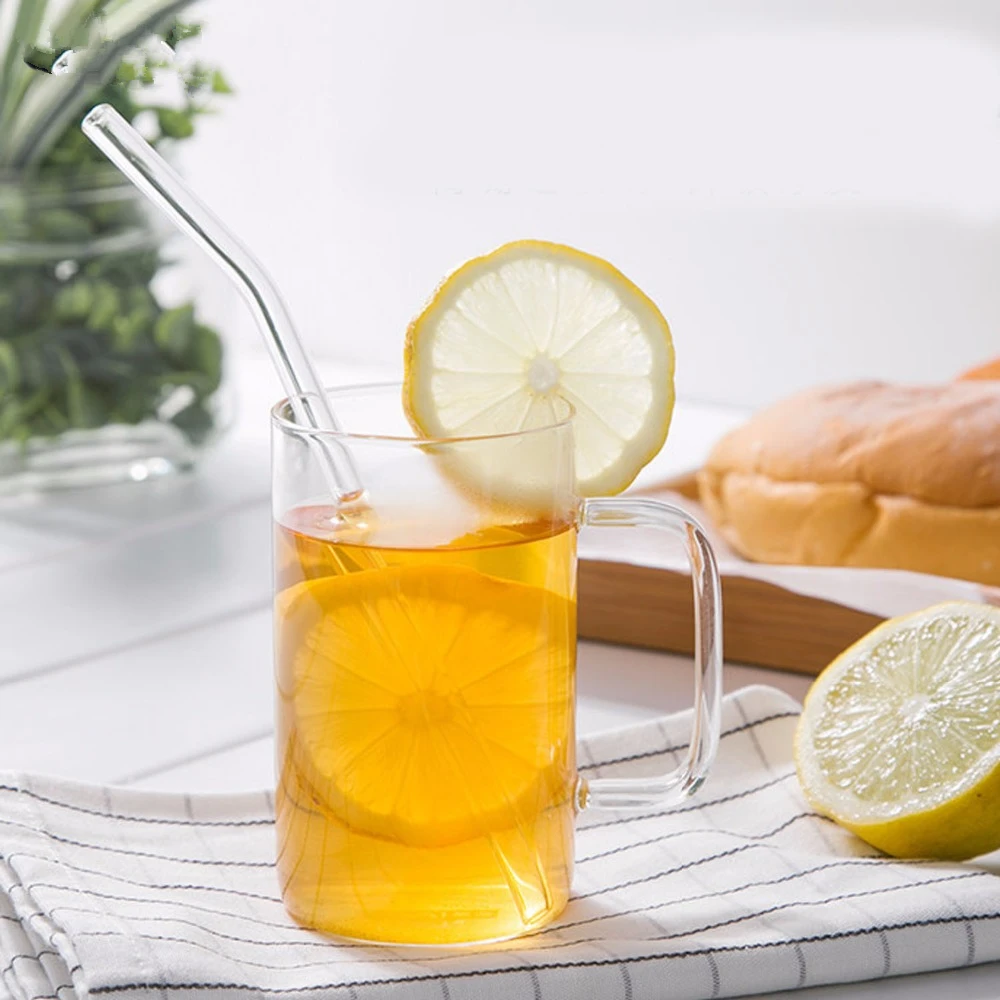 

100pc Reusable and Temperature Resistant Environmental Glass Water Drinking Straws with Brush Wedding Birthday Party