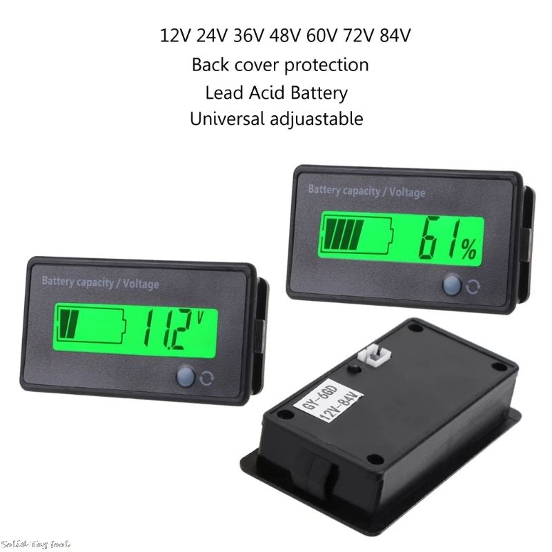 12V-84V Lead-acid Battery Capacity Meter Voltmeter LCD 4XFD