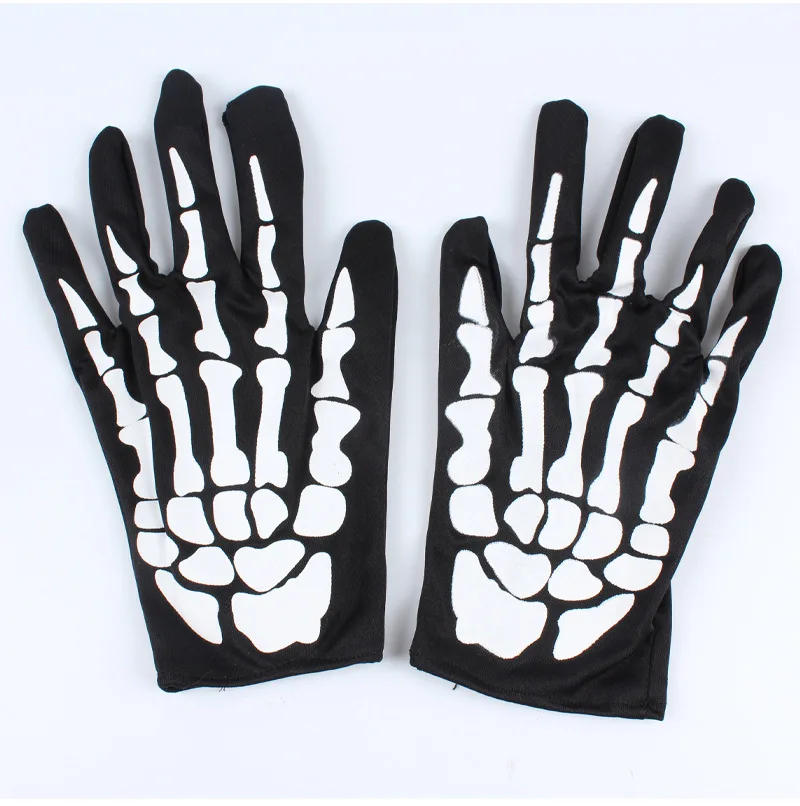 1 Pair Halloween Ghost Gloves Horror Skeleton Halloween Show Props Dance Party Small Gifts for Children Happy Halloween Ghost