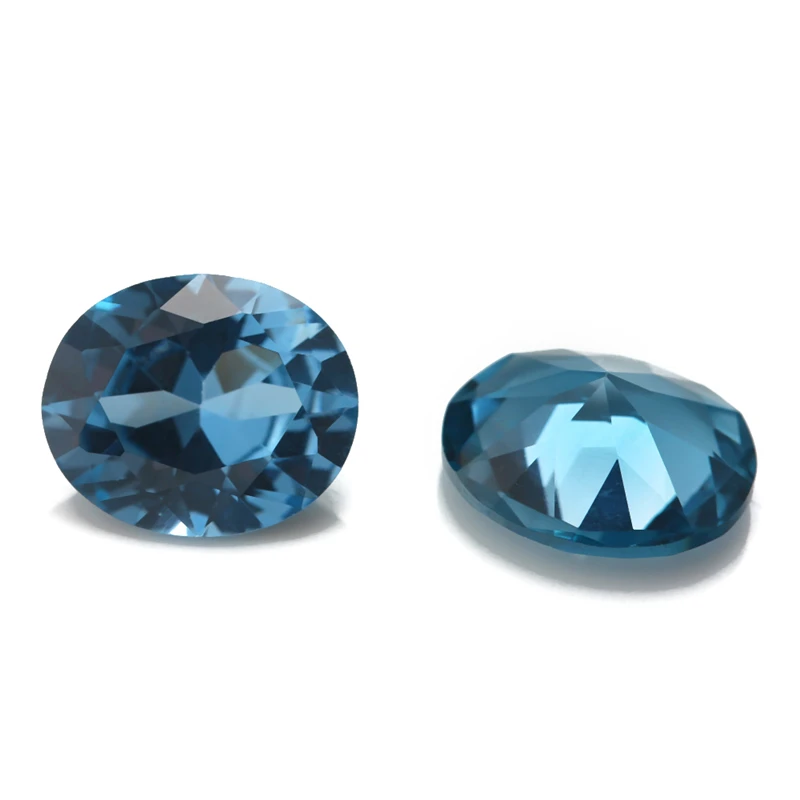 Oval geschliffene, synthetische Spinell-Blau-Steine in verschiedenen Größen (3x5mm bis 10x12mm) für die Schmuckherstellung, einschließlich der Größen 106, 109, 112, 113, 114, 120. – Detail 3